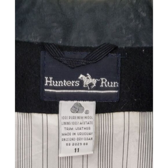 Hunter's Run Womens Blk Pea Coat 100% Wool & Genuine Leather Sz M (11) EXCELLENT - Picture 4 of 8